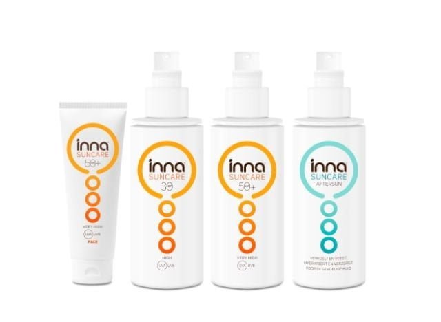 Inna Suncare laat aanstaande moeders genieten van het zonnetje 4 Packshot flacons Inna Suncare